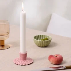 Pipanella ljusstake 4,5 cm bubble lines dusty rose