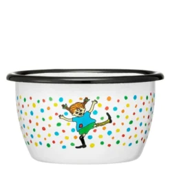 Pippi emaljskål Hoppsansa 30 cl vit