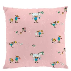 Pippi Med Vänner kuddfodral 47x47 cm rosa