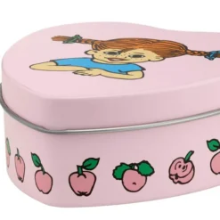 Pippi plåtburk hjärtformad 10 cm frukter/rosa