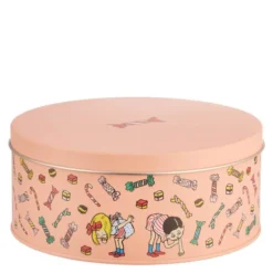 Pippi plåtburk / kakburk 15 cm Godis rosa