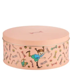Pippi plåtburk / kakburk 15 cm Godis rosa