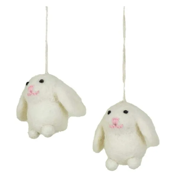 Påskpynt hänge 4x3 cm Kanin mini 2-pack vit