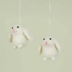 Påskpynt hänge 4x3 cm Kanin mini 2-pack vit
