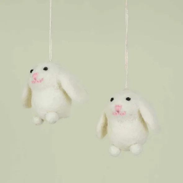 Påskpynt hänge 4x3 cm Kanin mini 2-pack vit