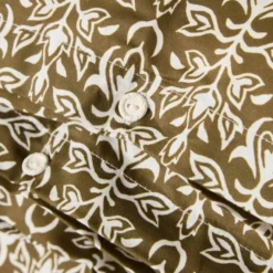 Påslakanset 150x210 cm bomullsatin ornament oliv/vit