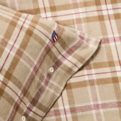 Påslakanset 150x210 cm bomullsflanell rutigt fudge/beige/fig