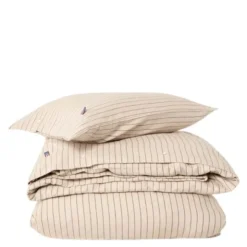 Påslakanset 150x210 cm bomullsflanell pinstriped beige/brun