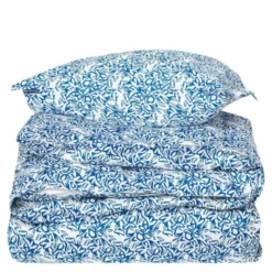 Påslakanset 150x210 cm satin blommigt blå/vit