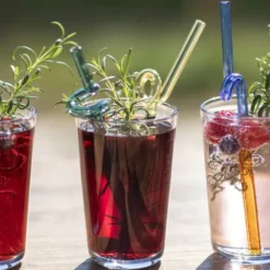 Rainbow sugrör i glas 19 cm 2-pack blå