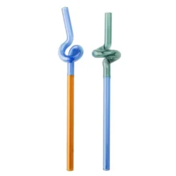 Rainbow sugrör i glas 19 cm 2-pack blå