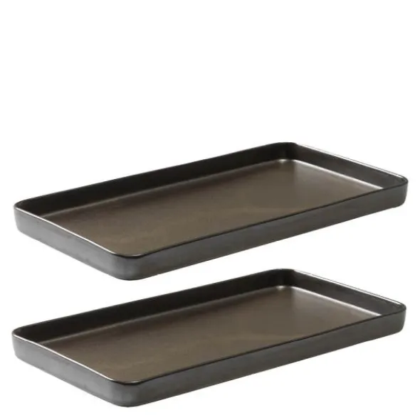 Raw Tallrik rektangulär 34x18 cm 2-pack Metallic Brown