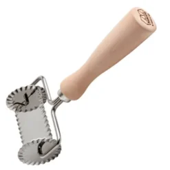 Rektangulär pastaskärare tandad 6 cm rostfritt stål/trä