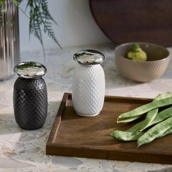Rhombe salt- och pepparset 13 cm white/slate