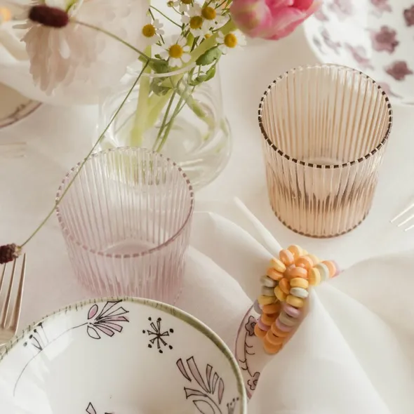 Ribbed Elegance glas Pink 25 cl rosa