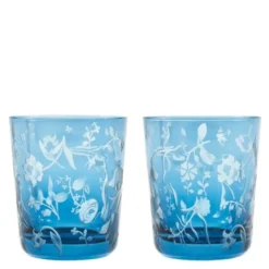 Rijksmuseum Blomster dricksglas 9,5x8,5 cm 2-pack blå