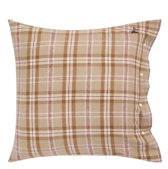 Örngott 65x65 cm bomullsflanell rutigt fudge/beige/fig