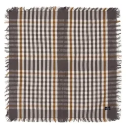 Rutig servett med fransar 50x50 cm grå/vit/fudge