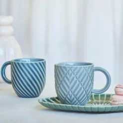 Samsurium Art déco mugg 32 cl blågrå