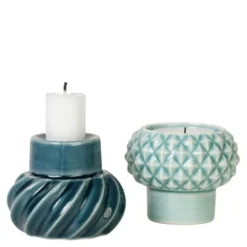 Samsurium ljusstake set 2 delar petrol/peacock