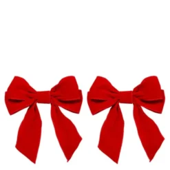 Santa's Favorites sammetsrosett med klämma 20 cm 2-pack röd