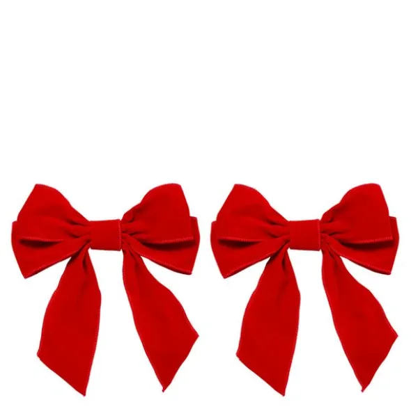 Santa's Favorites sammetsrosett med klämma 20 cm 2-pack röd