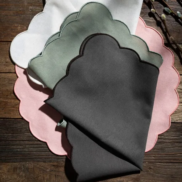 Scallopped tygservett 2-pack 40x40 cm natur
