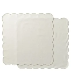 Scallopped tygservett 2-pack 40x40 cm natur