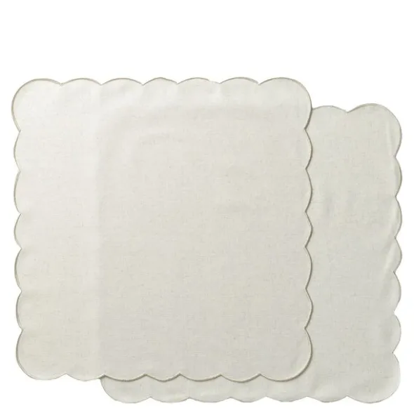 Scallopped tygservett 2-pack 40x40 cm natur