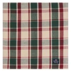 Servett linne/bomull 50x50 cm rutigt grön/röd/beige