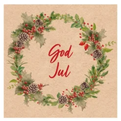 Servett 33x33 cm 20-pack God Jul Julkrans natur