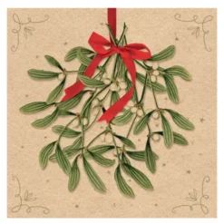 Servett 33x33 cm 20-pack Mistletoe with Bow natur