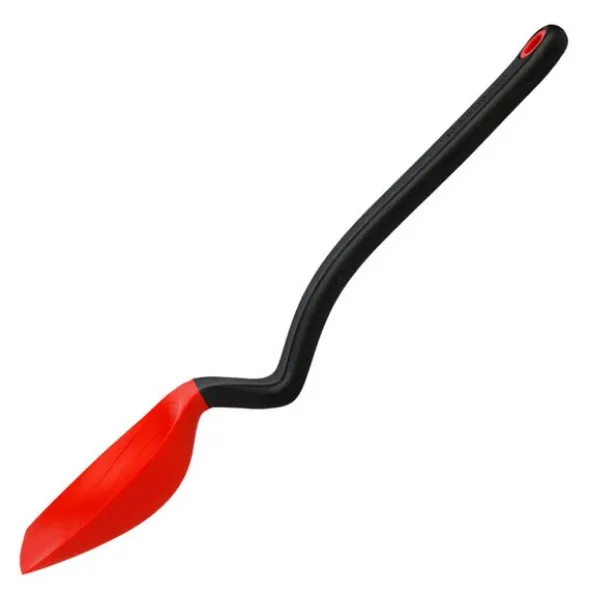 Silikonsked med vinklat skaft 28 cm röd