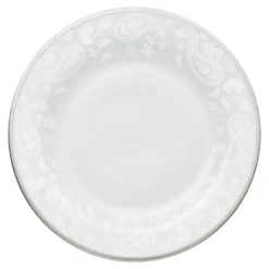 Silver Paisley Fat Rund 32,5 cm Vit