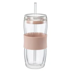 Sipster dubbelväggat dricksglas 50 cl klar dammrosa