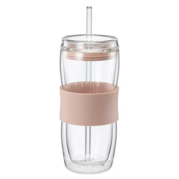 Sipster dubbelväggat dricksglas 50 cl klar dammrosa
