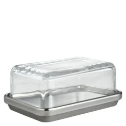 Smörask 16x11 cm glas/stål