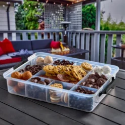 Snacklebox med 11 fack och plastbräda 30x40,5 cm vit