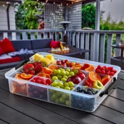 Snacklebox med 11 fack och plastbräda 30x40,5 cm vit