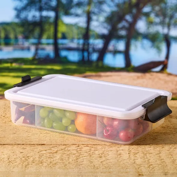 Snacklebox med 7 fack och plastbräda 20x33 cm vit