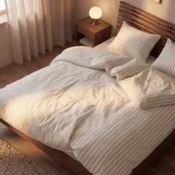 Soft påslakanset 140x220 cm offwhite/karamell