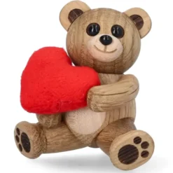 Squeeze Teddy Bear with Heart träfigur 7,6 cm ek
