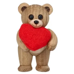 Squeeze Teddy Bear with Heart träfigur 7,6 cm ek