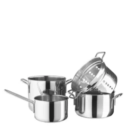 Stainless Steel kastrullset 4 delar med pastainsats