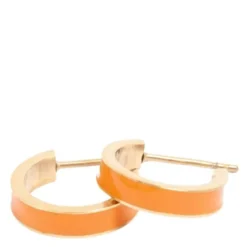 Steel - Enamel Coll örhängen 16 mm orange/guld