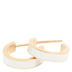 Steel - Enamel Coll örhängen 16 mm vit/guld