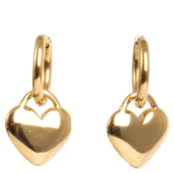 Steel - Essentials hoops örhängen med hjärta 17 mm guld