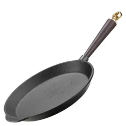 Stekpanna 28 cm med svart trähandtag och mässingsknopp