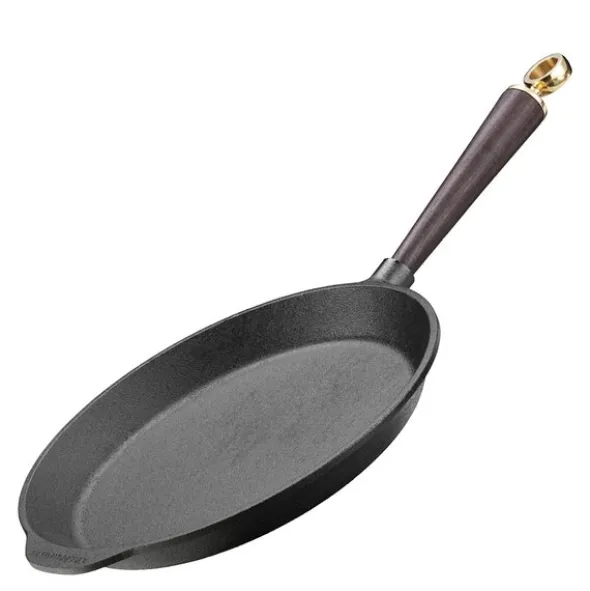 Stekpanna 28 cm med svart trähandtag och mässingsknopp