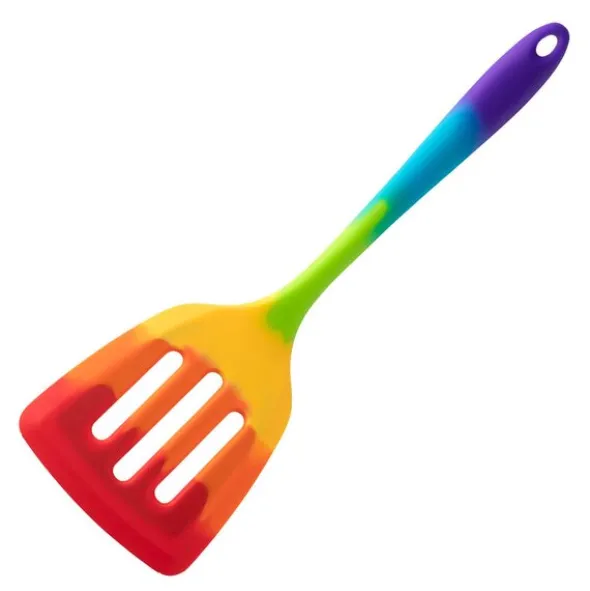 Stekspade perforerad silikon 30 cm regnbågsfärgad